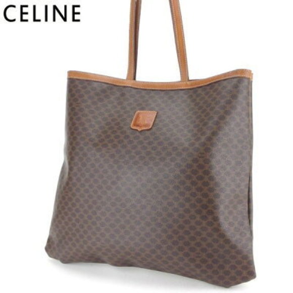 Celine Macadam Tote Bag Brown Beige Leather - Picture 1 of 6